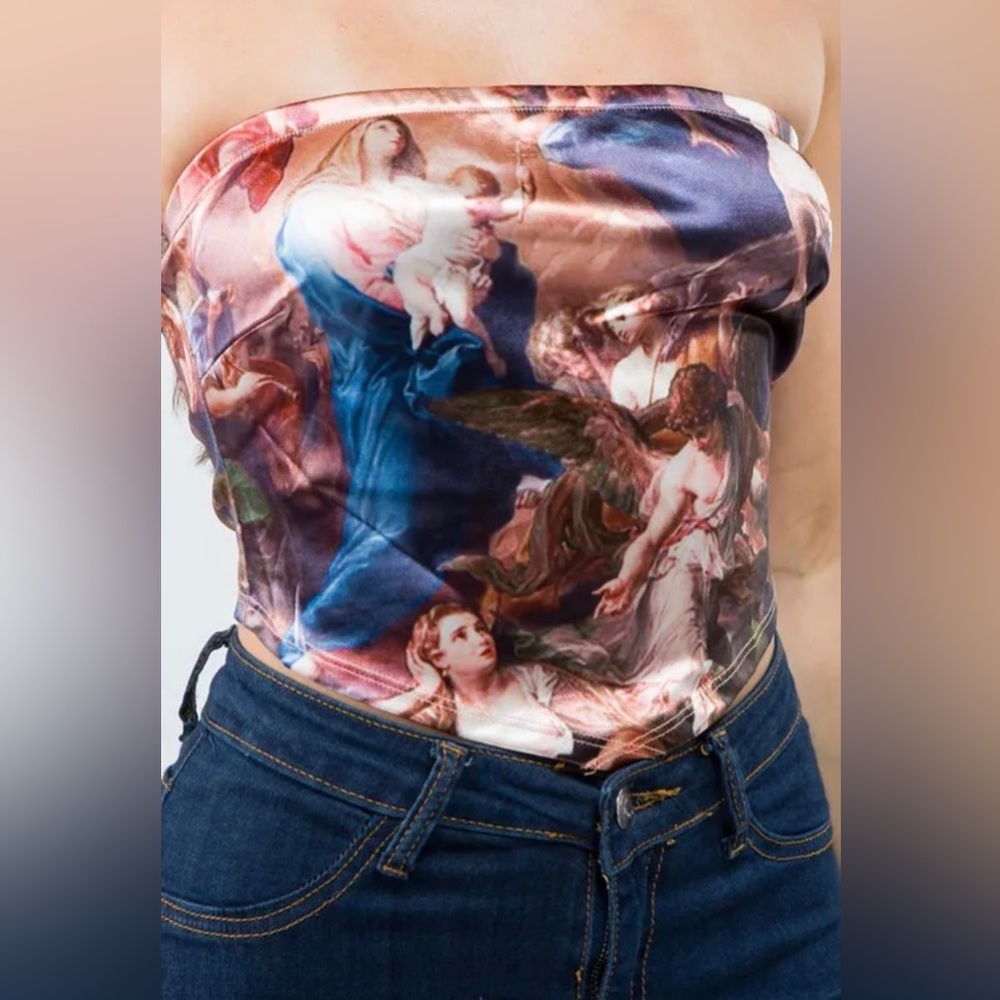 Womens Cropped Tube Top Satin Renaissance